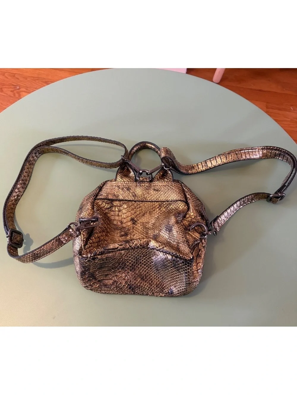 BCBG Mini Backpack in Brown Snakeskin Pattern